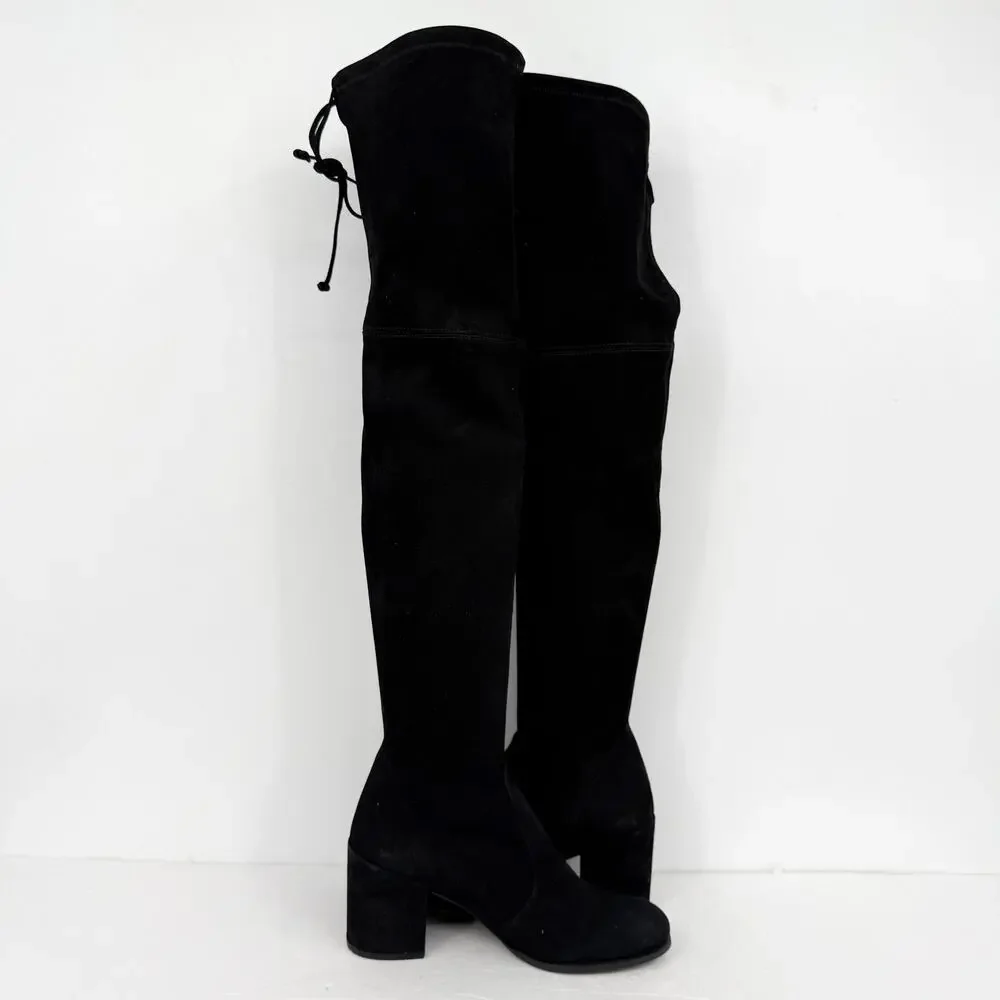 Stuart Weitzman Womens Tieland Over The Knee Boots Size 6 Black Suede EUC